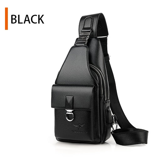 Cyflymder Men Shoulder Bag Theftproof Lock Messenger Bags PU Leather Chest Bag Crossbody Male Charging Handbag Men Sling Pack