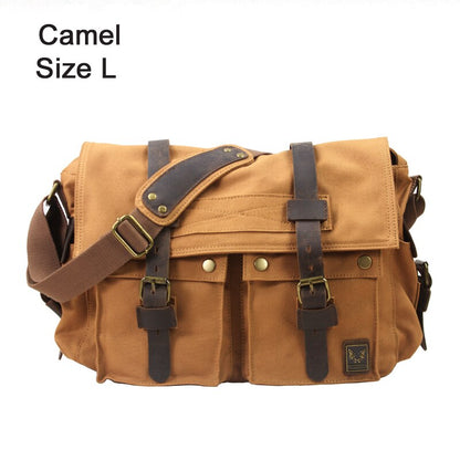 Cyflymder Military Canvas + Genuine leather Men Messenger Bag Canvas Shoulder Bag men Crossbody Bag Casual Bag