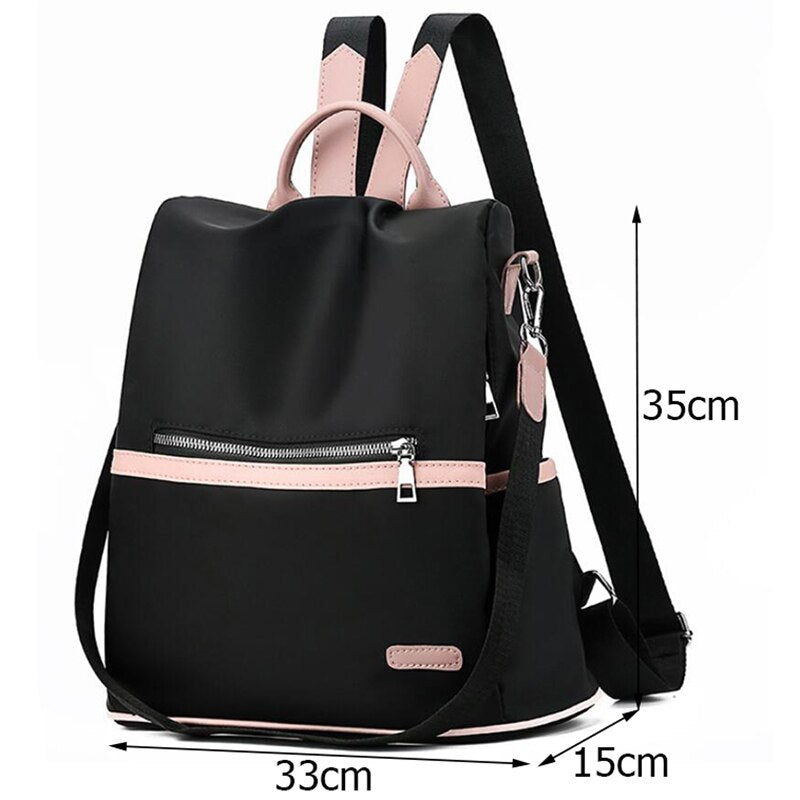 Realaiot Casual Oxford Backpack Women Black Waterproof Nylon School Bags For Teenage Girls High Quality Fashion Travel Tote Packbag