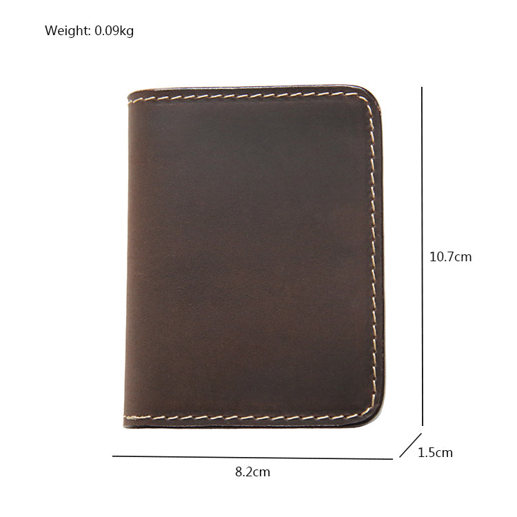 Realaiot Genuine Leather Credit Card Holder For Men Vintage Short Handmade Bifold Slim Small Man Wallet Purse Driver License Case