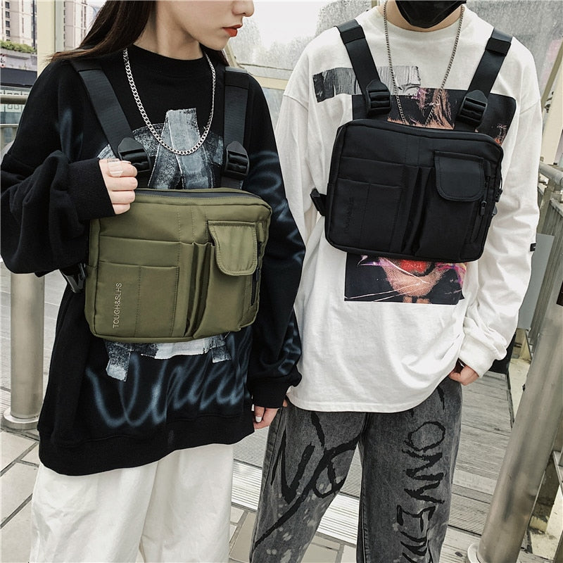 Realaiot Female Hip-hop Tactical Street Fashion Features Gray Army Green Chest Bag Men's Adjustable Pocket Sports Vest Bags