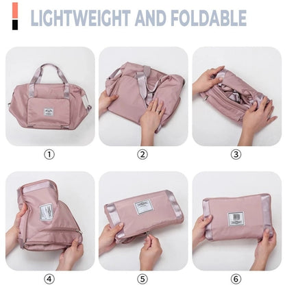 Realaiot Large Capacity Folding Travel Bags Waterproof Tote Handbag Travel Duffle Bags Multifunctional Women Travel Bags