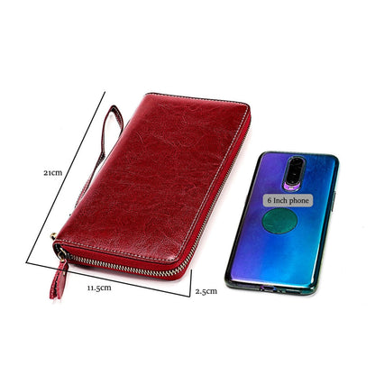 Cyflymder New Hot Women Genuine Leather Money Bag Fashion Female Long Strap Purses 6.5 Inch Phone Wallet Coin Card Holders Cowhide Clutch