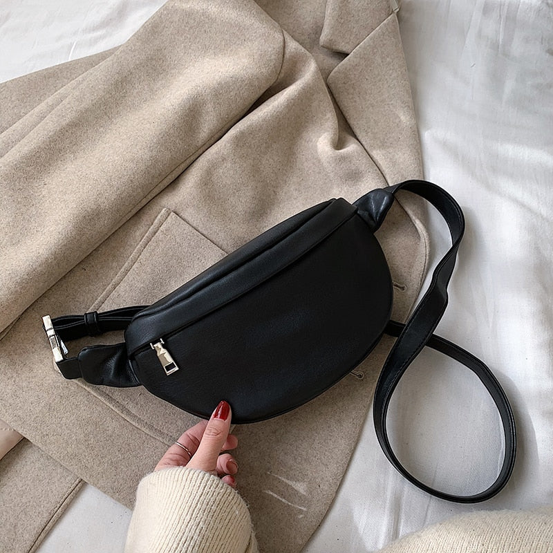 Cyflymder Leather Solid Color chest waist Crossbody Bags For Women Simple Fashion Shoulder Messenger Bag Female Handbags