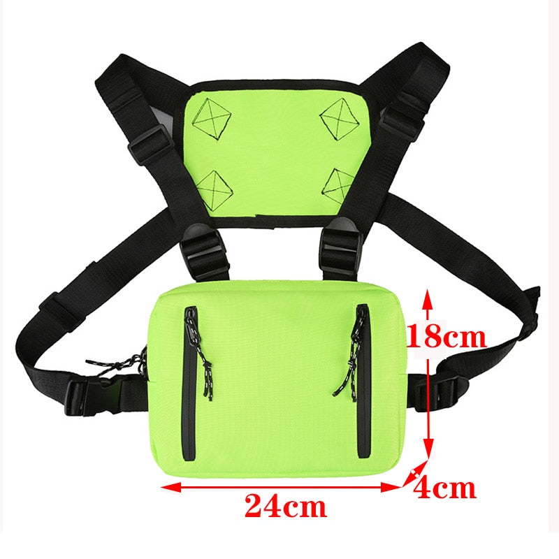 Realaiot Functional Tactical Chest Bag For Woman Fashion Bullet Hip Hop Vest Streetwear Bag Waist Pack Unisex Black Chest Rig Bag ZY948