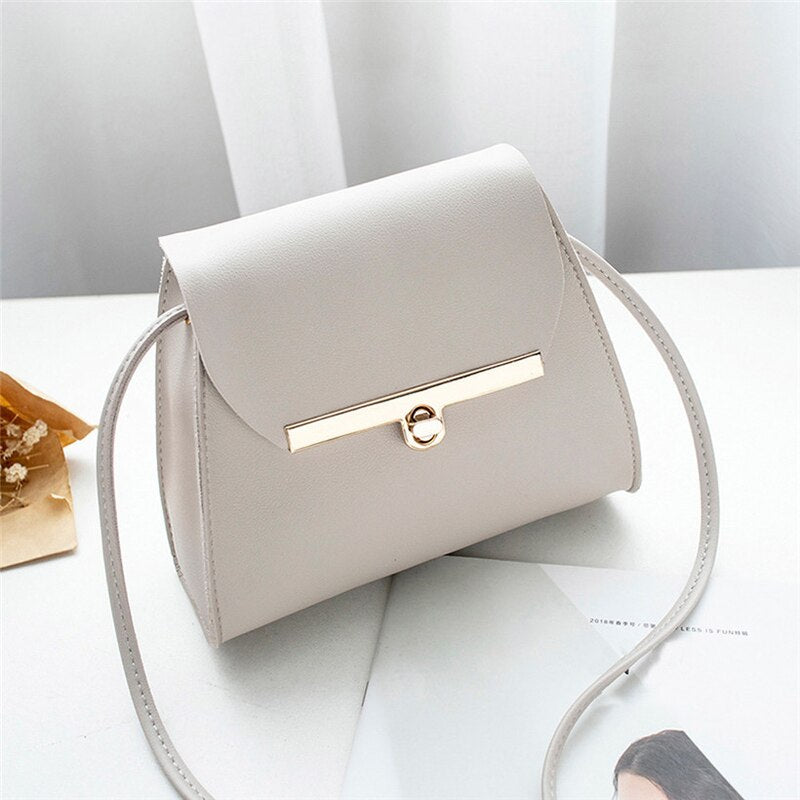 Realaiot Simple Flap Shoulder PU Leather Bags for Women Girls Pure Color Mini Messenger Chest Bag Crossbody Handbags Bolsa Feminina