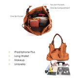 Realaiot Brand Large Women's Leather Handbags High Quality Female Pu Hobos Shoulder Bags Solid Pocket Ladies Tote Messenger Bags Gifts for Women