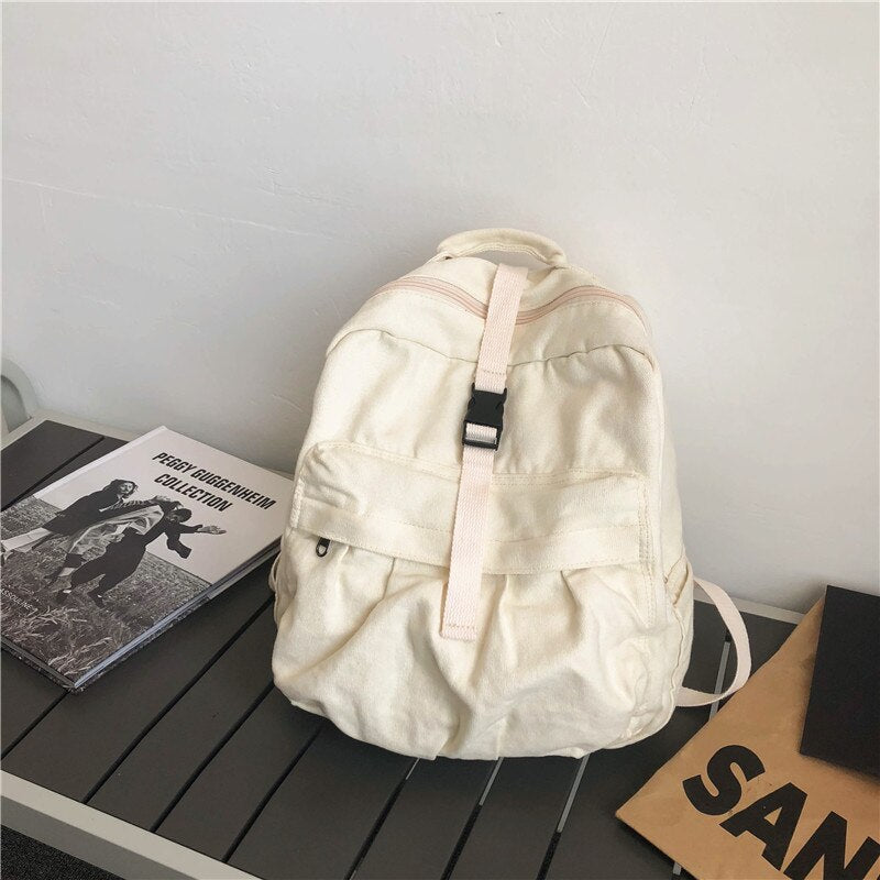 Realaiot Girl Women Backpack School Bag Women's Backpack Student Fashion Canvas Teenager  Backpack Teenage Bagpack Teen Rucksack