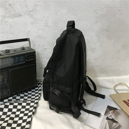 Realaiot Backpacks Preppy Students Backpack Large Capacity Button Travel Bag Solid Simple Harajuku Chic Fashion Retro Unisex High Street