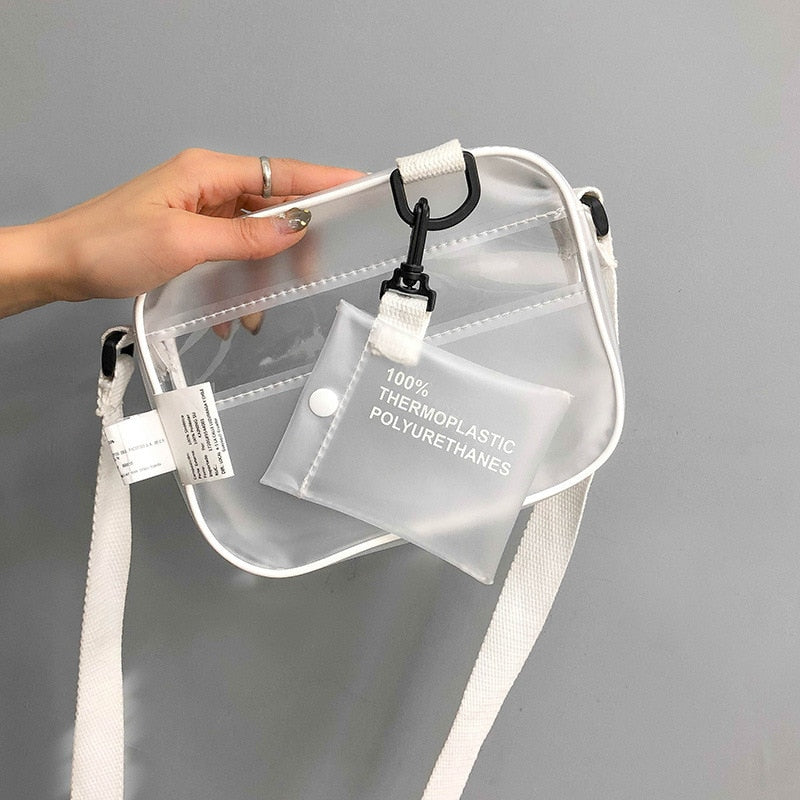 Realaiot Casual PVC Transparent Bag Women Crossbody Bags Jelly Small Phone Bags Shoulder Bag Handbag Card Holder Transparent Ladies Purse