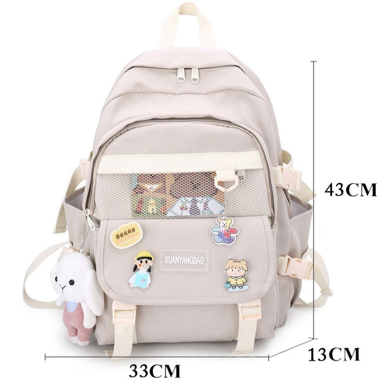 Realaiot Kawaii Women Backpack for Girl School Bag Waterproof Travel Mochila Fashion Female College Bookbag Black Nylon Rucksack