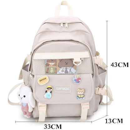 Realaiot Kawaii Women Backpack for Girl School Bag Waterproof Travel Mochila Fashion Female College Bookbag Black Nylon Rucksack