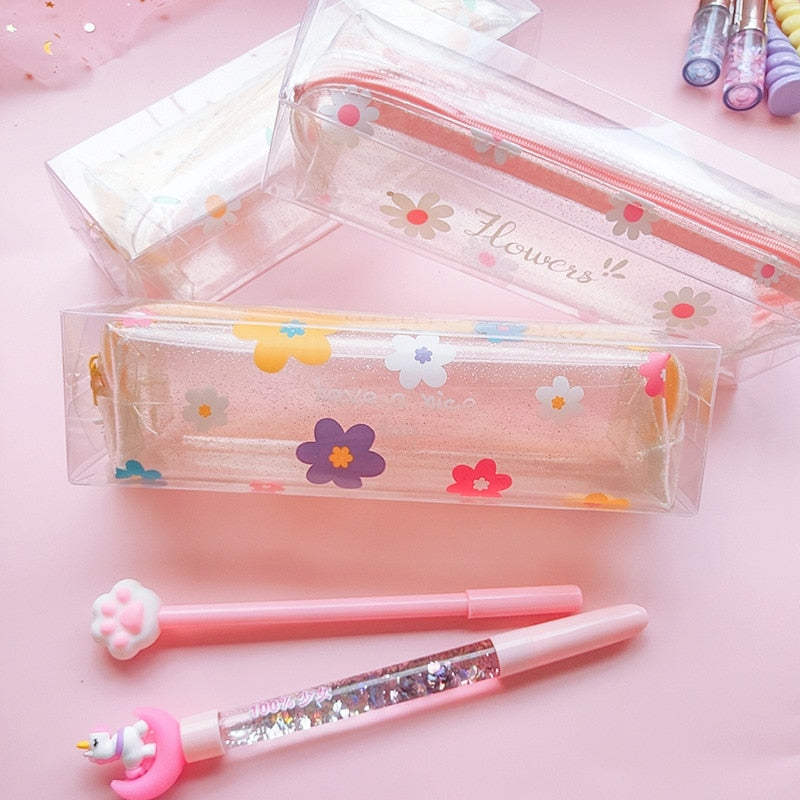 Realaiot 1 Pcs Kawaii Pencil Case Flower School Pencil Box Pencilcase Pencil Bag School Supplies Stationery