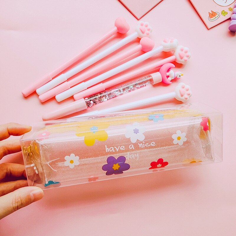 Realaiot 1 Pcs Kawaii Pencil Case Flower School Pencil Box Pencilcase Pencil Bag School Supplies Stationery