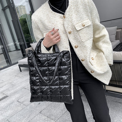 Realaiot High Quality Space Cotton Ladies Handbags Winter New Fashion Shoulder Crossbody Bags For Women Brand Designer Ms. Tote Bag