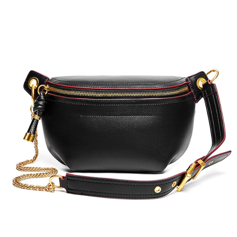 Realaiot Ins Korea Hot Fashion Style Woman Bags Genuine Leather Fanny Packs For Sport Outdoor Travel Bag For Ladies Girls Waist Bag