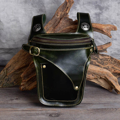 Cyflymder Retro crazy horse cowhide men's waist pack casual high-quality natural genuine leather motorcycle belt bag runner phone bag