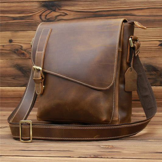 Cyflymder New Men's Shoulder Bag Crazy Horse Leather Handbag for Man Business Briefcase Large Male Cross body Bags Messenger for IPAD