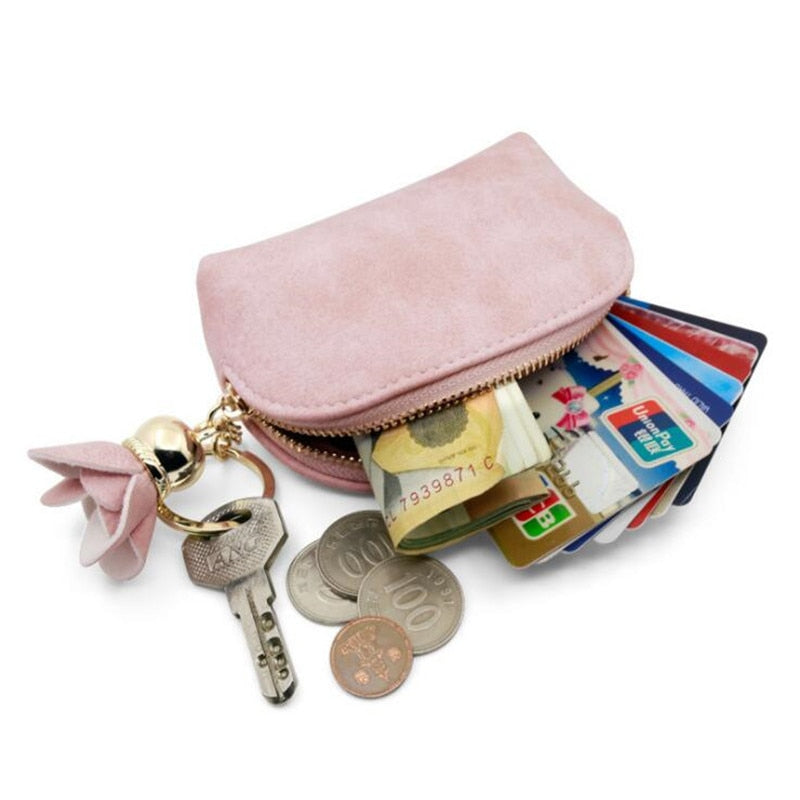 Realaiot Hot Sale Fashion Ladies PU Leather Mini Wallet Card Key Holder Zip Coin Purse Clutch Bag Coin Purses