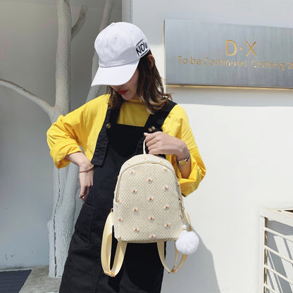 Realaiot Daisy Shoulders Bags Weave Mini Bagpack Spring New Women's Backpack Sweet Girl School Bags Designer Ladies Bag Gifts