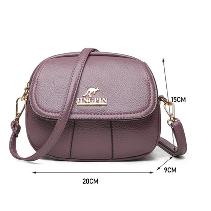 Realaiot Women Leather Shoulder Bag Multi-pocket Mother Female Zipper Crossbody Handbags Fashion Exquisite Shopping Bag