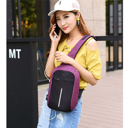 Cyflymder Multifunctional Canvas Sling bags for Woman Anti-theft Messenger Bags,woman's chest bag,Rechargeable Travel Shoulder Bag