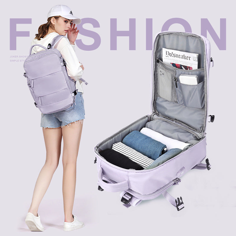 Cyflymder Purple Backpack Multifunctional Travel Bag Big Capactiy Backpack Shoulder Bags for Women with Independent Shoes Pocket Backpack