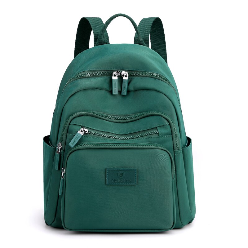 Cyflymder New Dark Green Women's Backpack Waterproof Nylon Backpack Student School Bag Suitable For Girls' Small Travel Rucksack