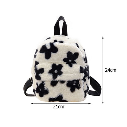 Cyflymder Portable Children Travel Shopping Rucksacks Casual Autumn Winter Lamb Fleece Women's Bagpack Cute Bear Shaped Shoulder Backpack