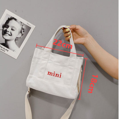 Realaiot Canvas Messenger Bag For Women Mini Fresh Literature And Art Leisure Korean Simple Fashion Messenger Bag