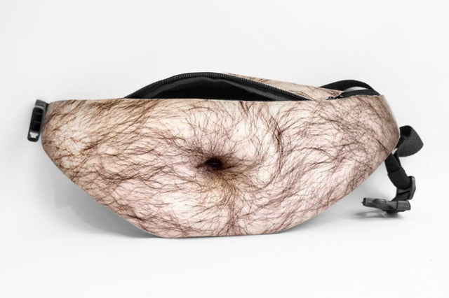 Realaiot Fashion 3D Pockets PU Novelty Men Beer Belly Waist Bag Travel Phone Anti-theft Organizer Waist package Dad Bag