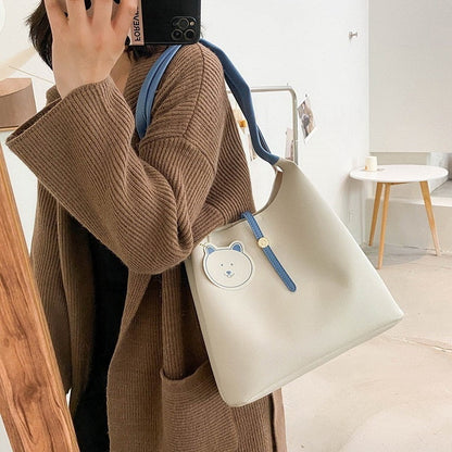 Realaiot Soft Large Capacity Tote Bag Shopper Bag  Women Handbag Luxury Pu Leather Shoulder Bag Retro Oversized Women's Bag