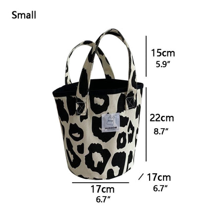 Realaiot Women Shoulder Bag Canvas Totes Bag Girl Fashion Casual Large Capacity Shopper Bag With Snap Cute Leopard Printing Handbags