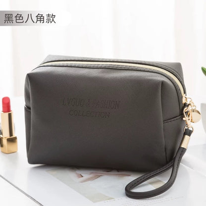 Realaiot 1 Pc  Large Women Cosmetic Bag PU Leather Waterproof  Zipper Make Up Bag Travel Washing Makeup Organizer Beauty Case