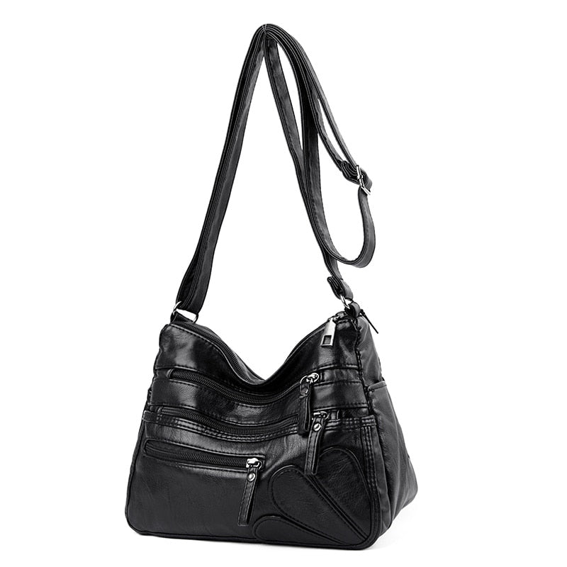 Realaiot High Quality Women Shoulder Bag Pu Leather Crossbody Bag Multi-pockets Messenger Bag Flower Patchwork Leather Purse Soft Handbag