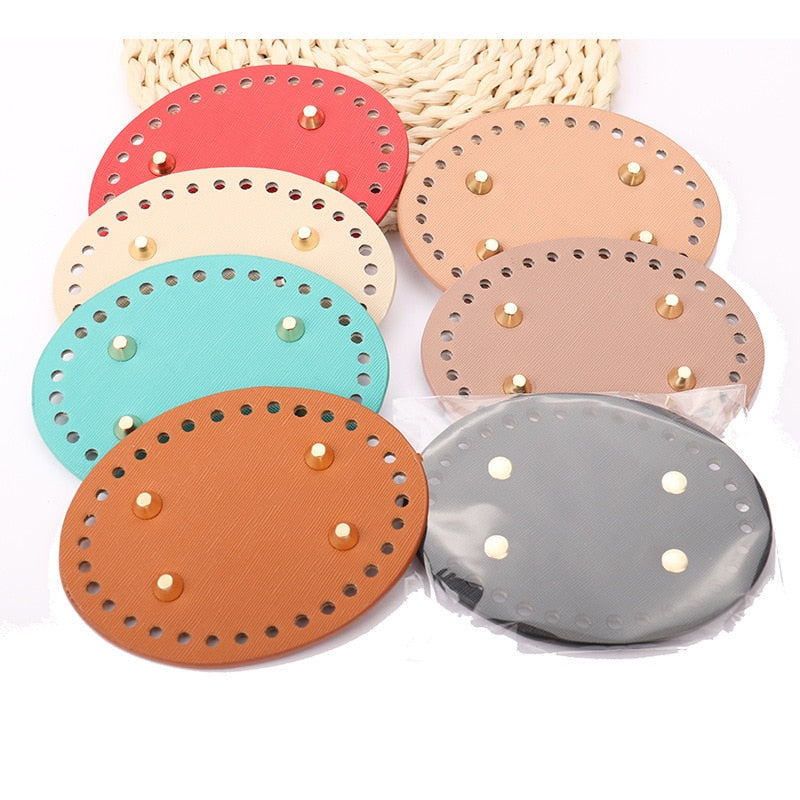 Cyflymder new Fashion PU Leather Oval Bag Bottoms Purse DIY Handmade Base Accessories for Knitting Crochet Bag Making