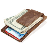 Realaiot Fashion Vintage Genuine Leather Men Front Pocket Magnetic Money Clips ID Credit Card Holder Wallet