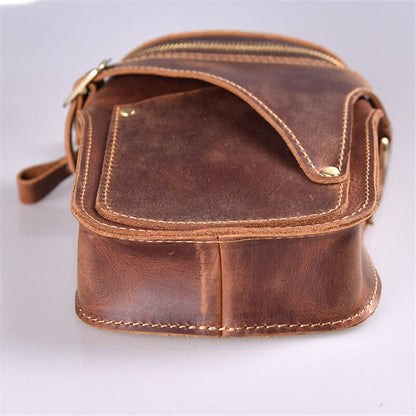 Cyflymder Retro crazy horse cowhide men's waist pack casual high-quality natural genuine leather motorcycle belt bag runner phone bag