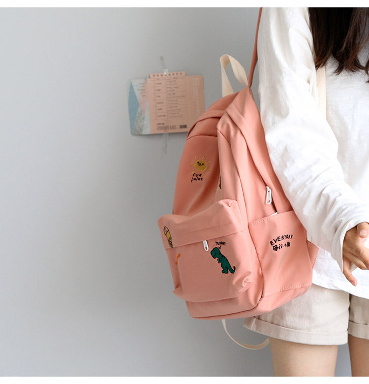 Realaiot Female Cute Embroidery Backpack Women Harajuku School Bag Teenage Book Ladies Backpack Kawaii College Student Girl Bags Fashion