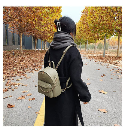 Realaiot Brand design Women Backpack small Fashion chain School bag for Teenager Girls PU Leather Travel Female Shoulder Bag lady Daypack