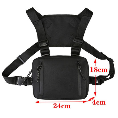 Realaiot Functional Tactical Chest Bag For Woman Fashion Bullet Hip Hop Vest Streetwear Bag Waist Pack Unisex Black Chest Rig Bag ZY948