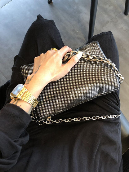 Realaiot Fashion shiny women Sling bag brand design chain Crossbody Bags for Ladies small Clutch wallet female Shoulder Bags sliver bolsa