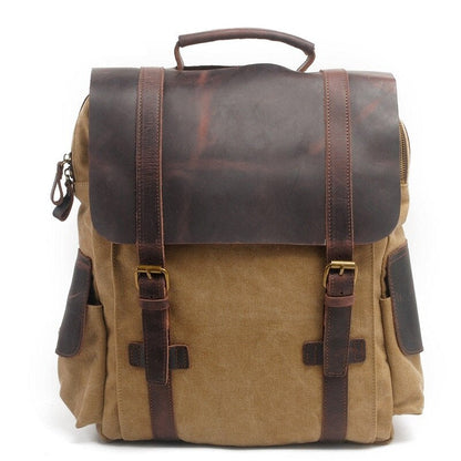 Realaiot High Quality Men's Backpacks Leather Canvas Laptop Backpack School Bag Fashion Clamshell Zip Hasp Travel  Rucksack Male Knapsack