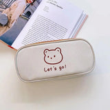 Realaiot Canvas Pencil Bag Cute Large-Capacity Niche Junior And High School Students Simple Pencil Case Coin Bag