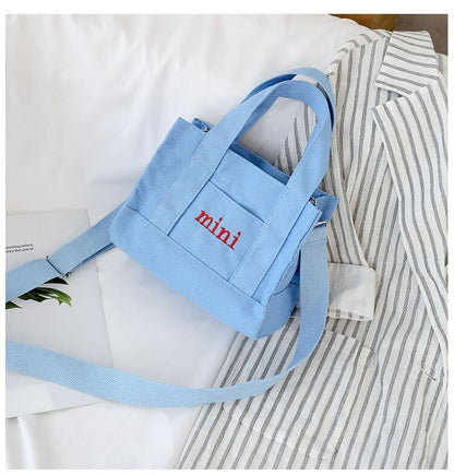 Realaiot Canvas Messenger Bag For Women Mini Fresh Literature And Art Leisure Korean Simple Fashion Messenger Bag