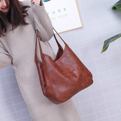 Cyflymder Shoulder Bag for Women Large Capacity Ladies Hand Bags Vintage PU Leather Women Bag Designer