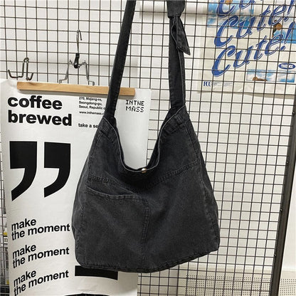 Cyflymder New Vintage Denim Shoulder Bags Women Simple Jeans Blue Handbag Large Capacity Fashion Women's Tote Messenger Shopping Bag