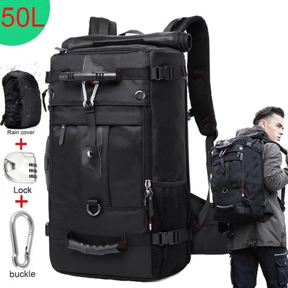 Realaiot 50L Waterproof Travel Backpack Men Women Multifunction 17.3 Laptop Backpacks Male outdoor Luggage Bag mochilas Best quality