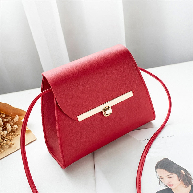 Realaiot Simple Flap Shoulder PU Leather Bags for Women Girls Pure Color Mini Messenger Chest Bag Crossbody Handbags Bolsa Feminina