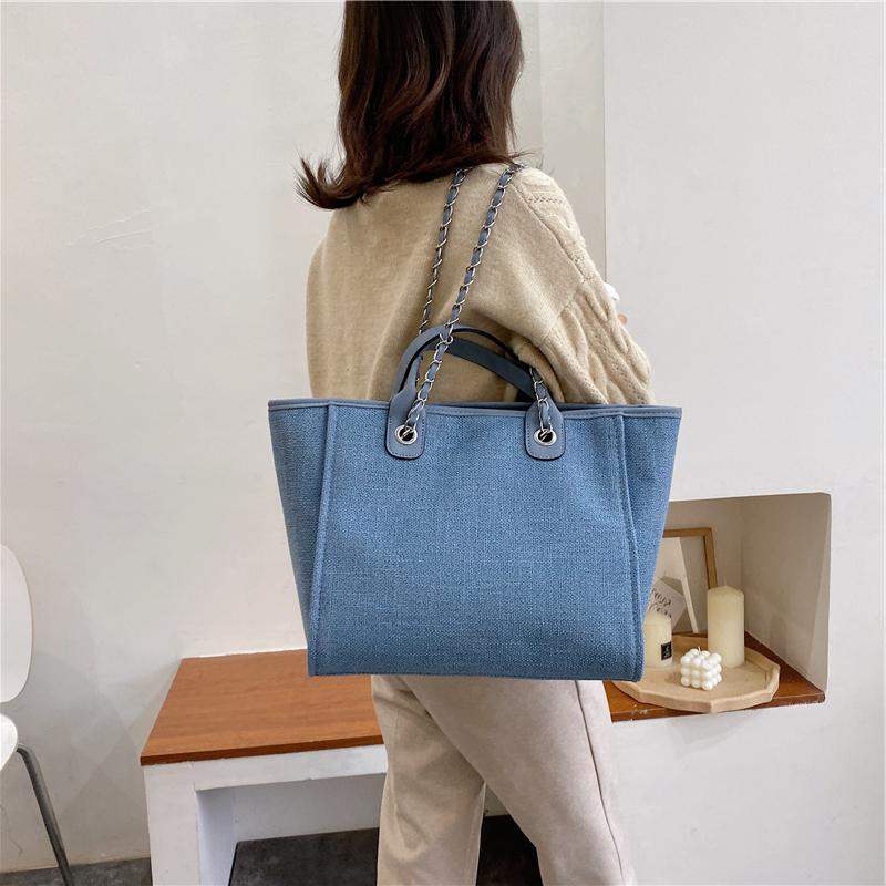 Realaiot casual large capacity tote designer chains women handbags luxury canvas lady shoulder mesenger bags female big purses new